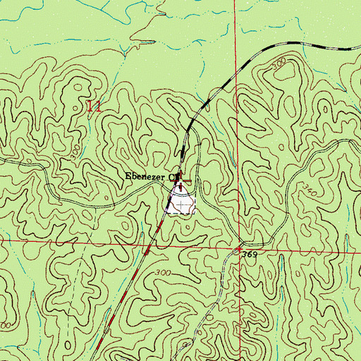 Topographic Map of Ebenezer Methodist Church, AL