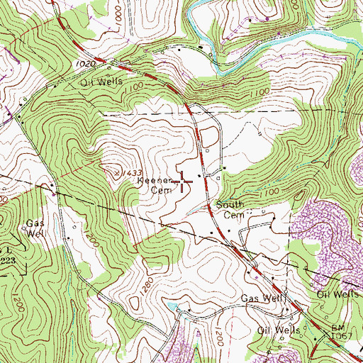 Topographic Map of Keener Cemetery, PA