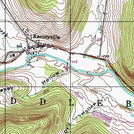 Topographic Map of Keeney Hollow, PA