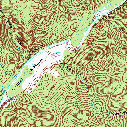 Topographic Map of Keeney Hollow, PA