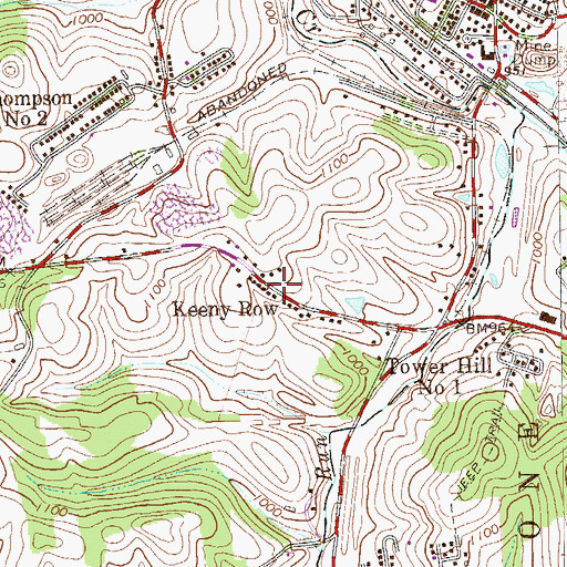 Topographic Map of Keeny Row, PA