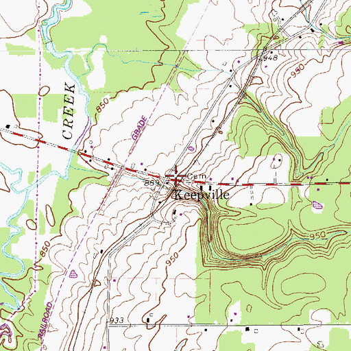 Topographic Map of Keepville, PA