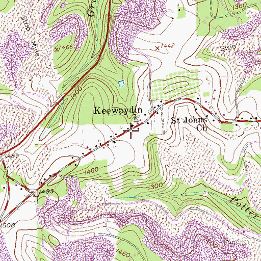 Topographic Map of Keewaydin, PA