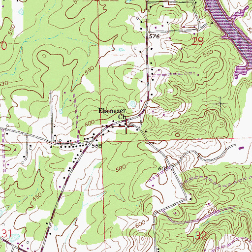 Topographic Map of Ebenezer Baptist Church, AL