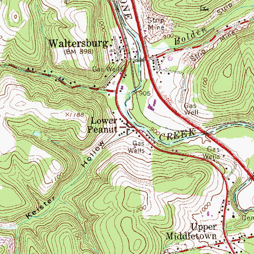 Topographic Map of Keister Hollow, PA