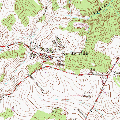 Topographic Map of Keisterville, PA
