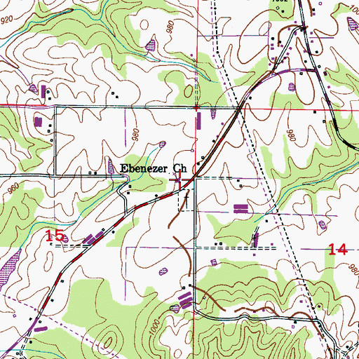 Topographic Map of Ebenezer Baptist Church, AL