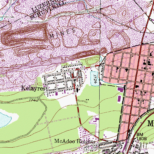 Topographic Map of Kelayres, PA