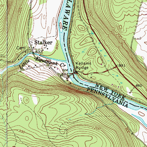 Topographic Map of Kellams Bridge, PA