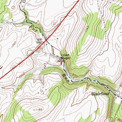 Topographic Map of Keller Chapel, PA