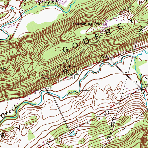 Topographic Map of Keller Church, PA