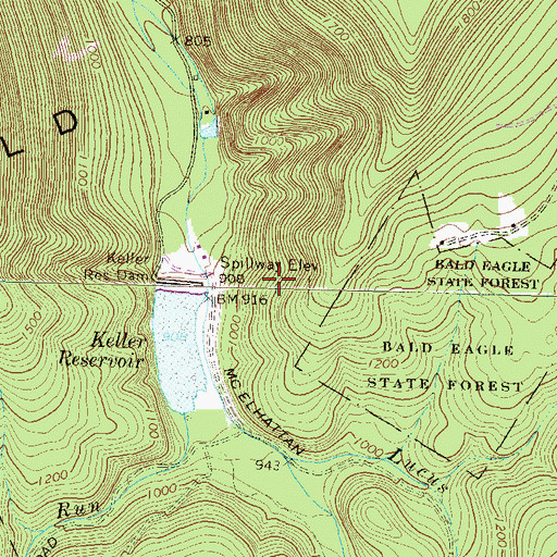 Topographic Map of Keller Reservoir, PA