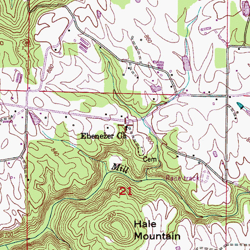 Topographic Map of Ebenezer Freewill Baptist Church, AL