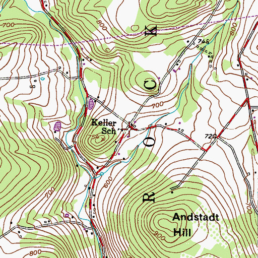 Topographic Map of Keller School, PA