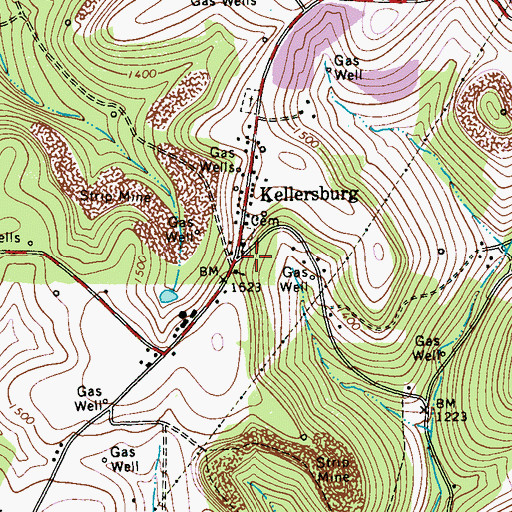 Topographic Map of Kellersburg, PA