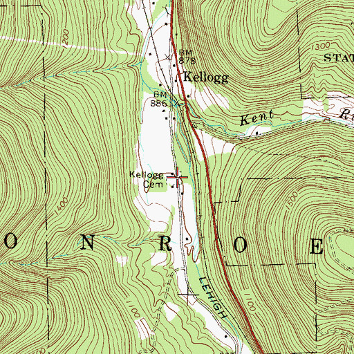 Topographic Map of Kellogg Cemetery, PA
