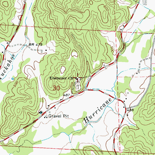 Topographic Map of Ebenezer Church, AL
