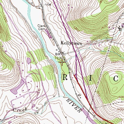 Topographic Map of Kelly Creek, PA