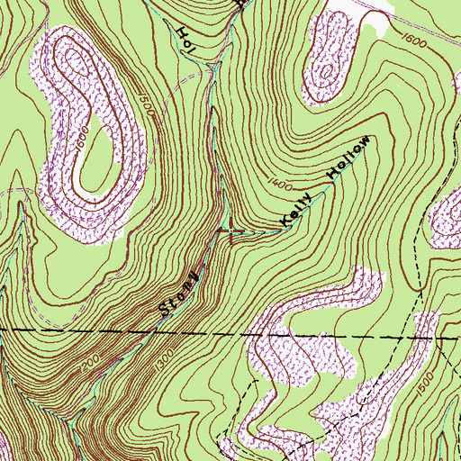 Topographic Map of Kelly Hollow, PA
