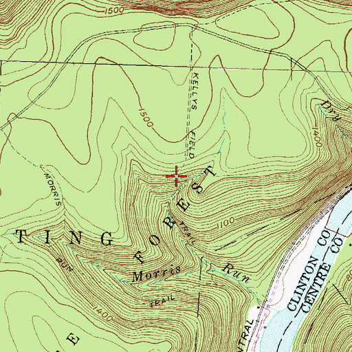 Topographic Map of Kellys Field Trail, PA