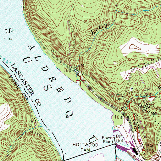 Topographic Map of Kellys Run, PA