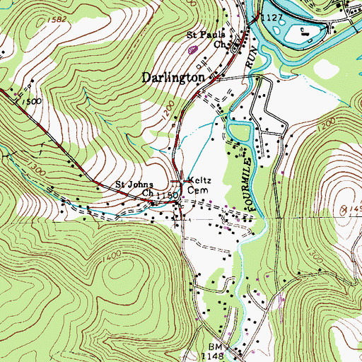 Topographic Map of Keltz Cemetery, PA