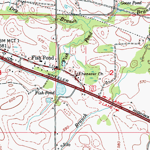 Topographic Map of Ebenezer Church, AL