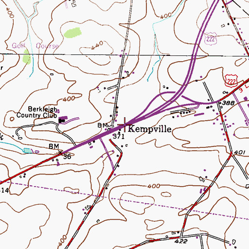 Topographic Map of Kempville, PA