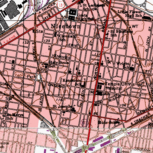 Topographic Map of Kenderton School, PA