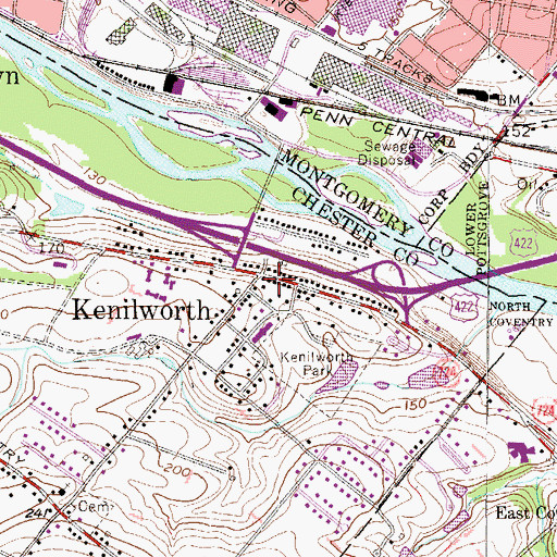 Topographic Map of Kenilworth, PA