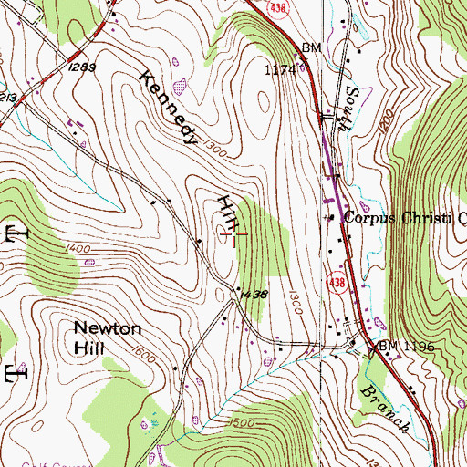 Topographic Map of Kennedy Hill, PA