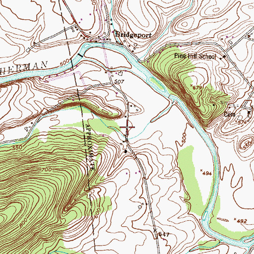 Topographic Map of Kennedy Valley, PA