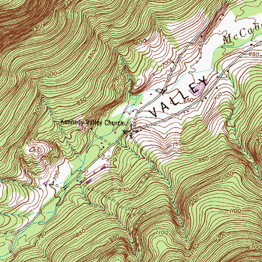 Topographic Map of Kennedy Valley Church, PA