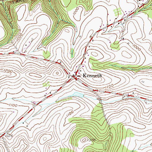 Topographic Map of Kenneth, PA
