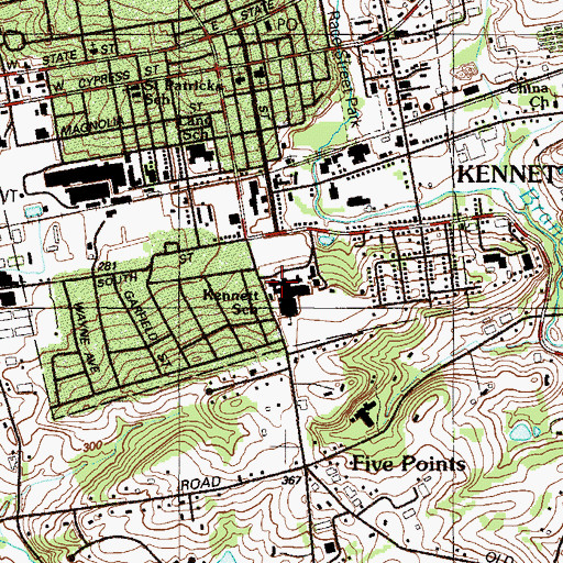 Topographic Map of Kennett Consolidated School, PA