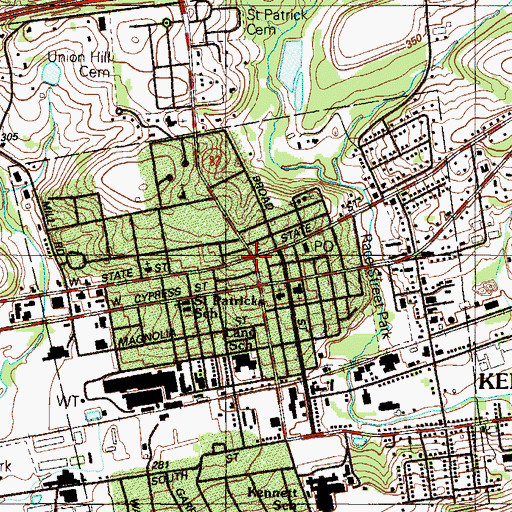 Topographic Map of Kennett Square, PA