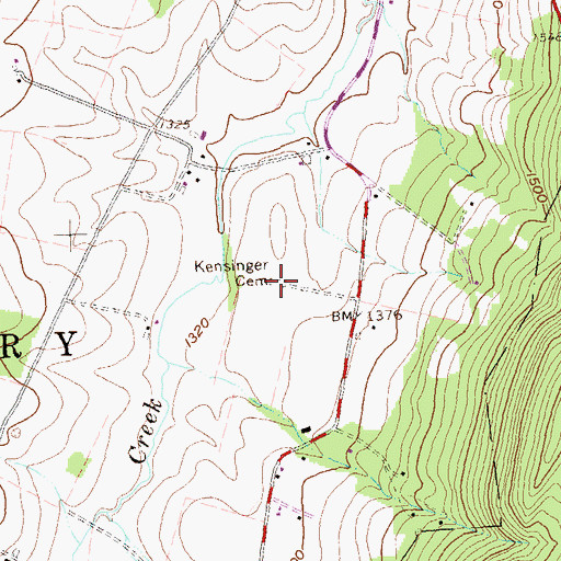 Topographic Map of Kensinger Cemetery, PA