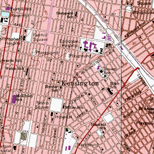 Topographic Map of Kensington, PA