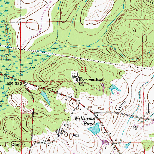 Topographic Map of Ebenezer East Church, AL