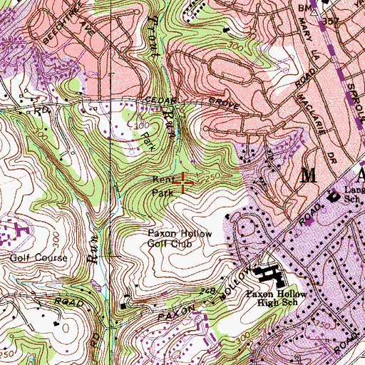 Topographic Map of Kent Park, PA