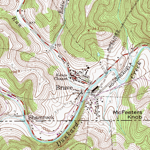 Topographic Map of Kents Chapel, PA