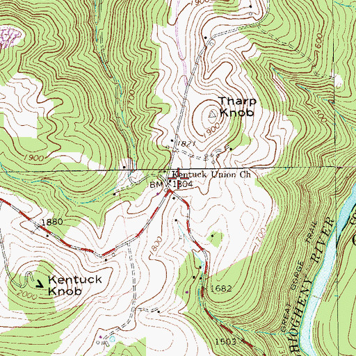 Topographic Map of Kentuck Union Church, PA