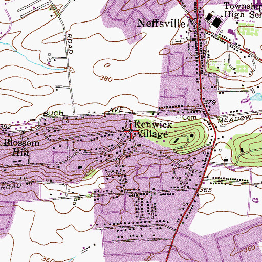 Topographic Map of Kenwick Village, PA