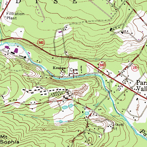 Topographic Map of Keokee Church, PA