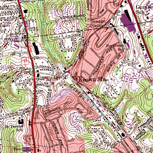 Topographic Map of Keown Station, PA