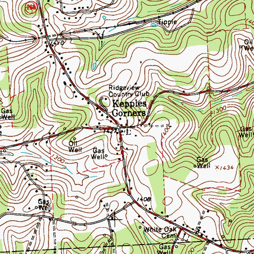 Topographic Map of Kepples Corners, PA