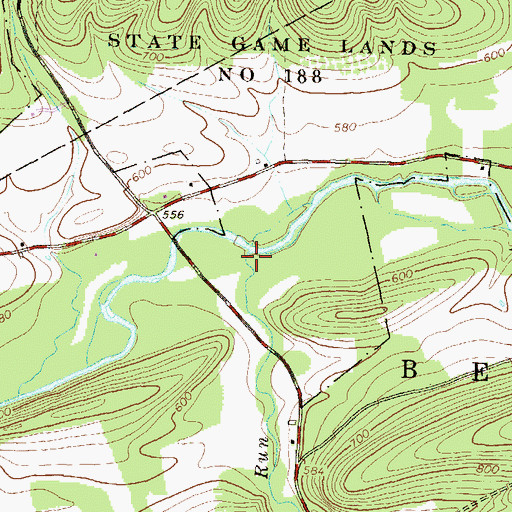Topographic Map of Kern Run, PA