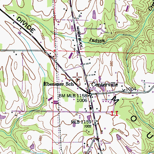 Topographic Map of Ebenezer School, AL