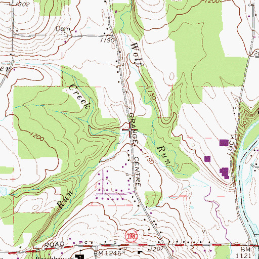 Topographic Map of Kerns Run, PA