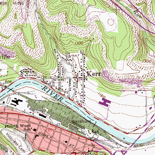 Topographic Map of Kerr Addition, PA